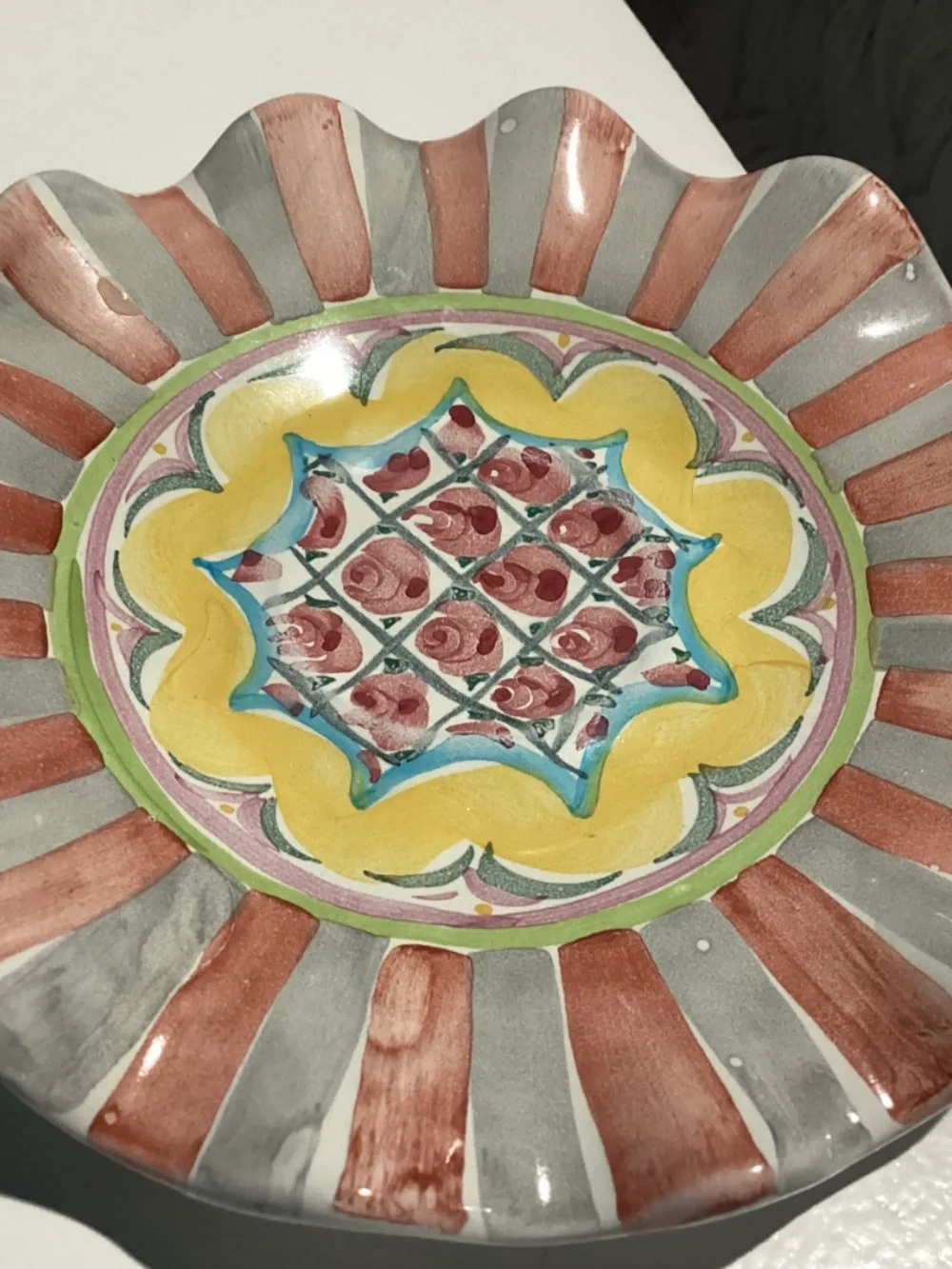 Mackenzie Childs Rose cottage Plate 7”. Tea plate or small salad